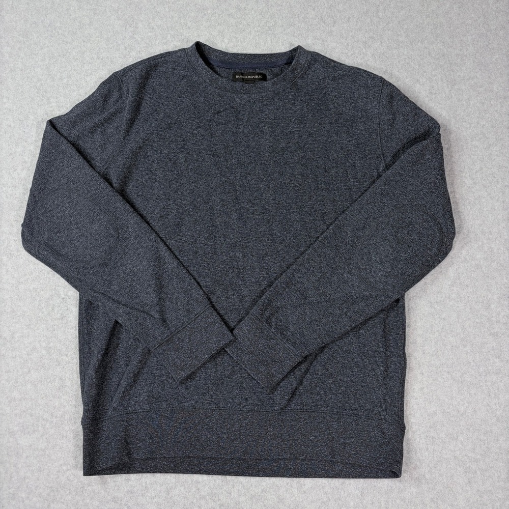 Banana Republic Mens M Gray Brushed Waffle Knit Crewneck Pullover 362255-03